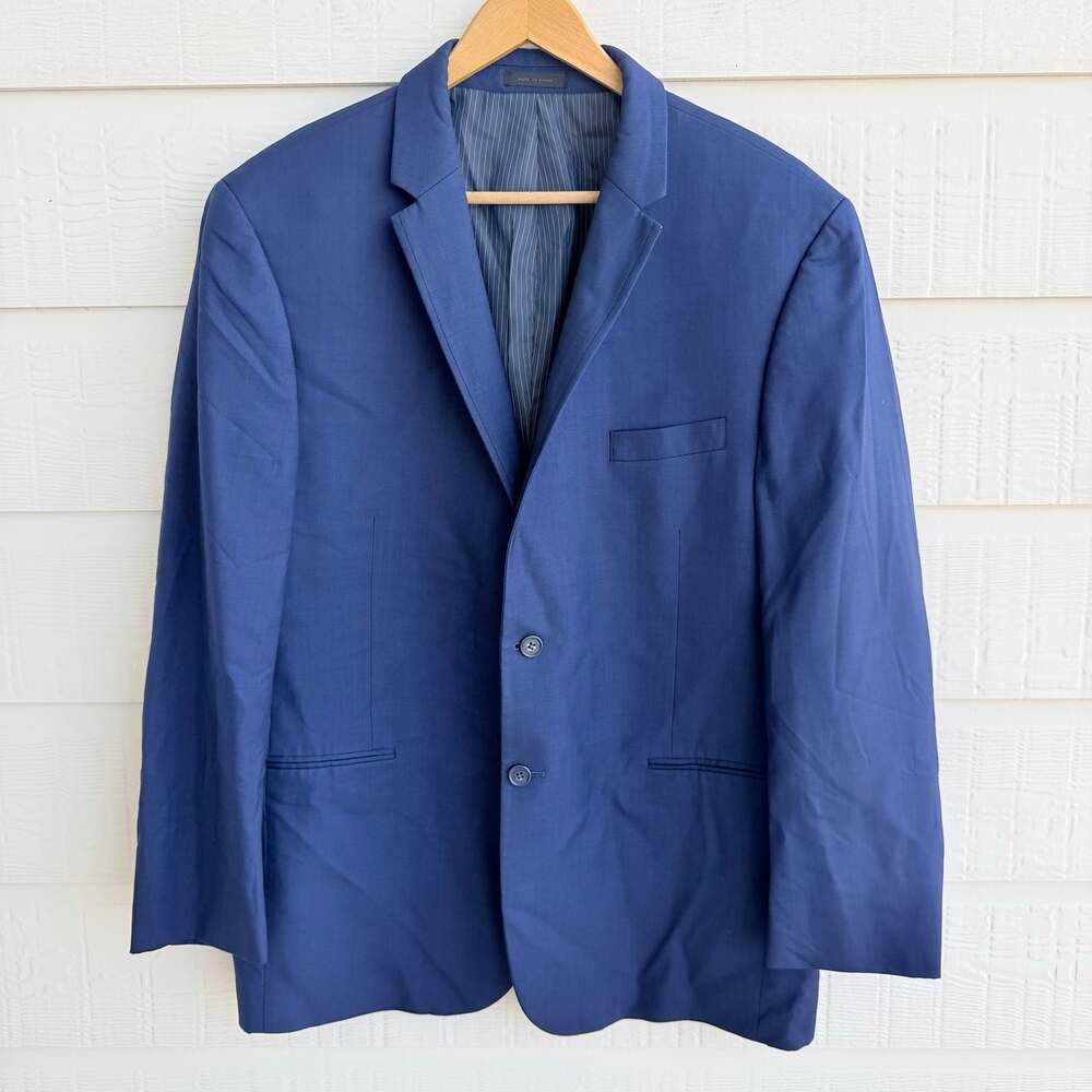 Calvin Klein Blue Super 120s Wool Slim Fit Suit Jacket 44R